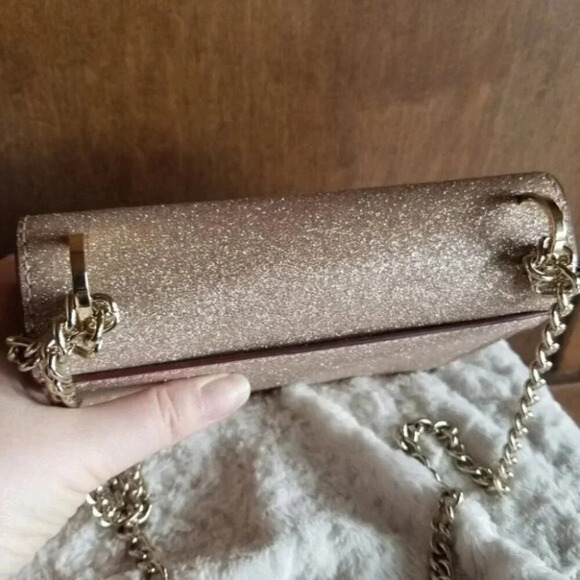 Kate Spade Rose Gold Glitter Burgess  Court Shoulder Crossbody Bag - Picture 8 of 13